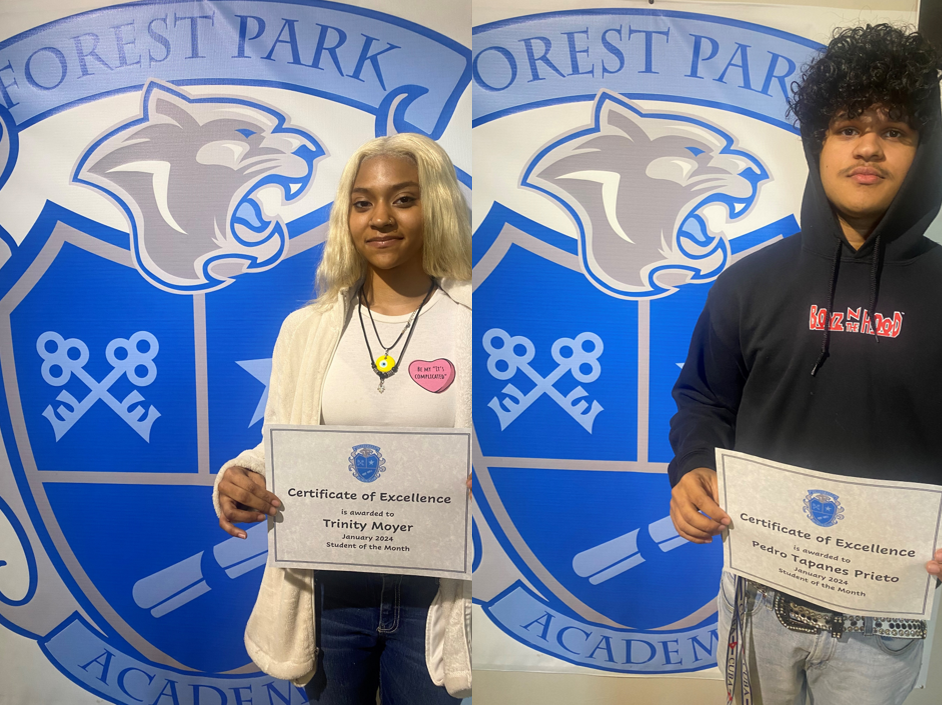   January Students of the Month, Trinity and Pedro.